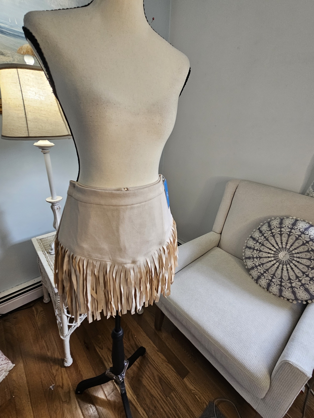 Cupshe Beige Fringe Mini Skirt P61